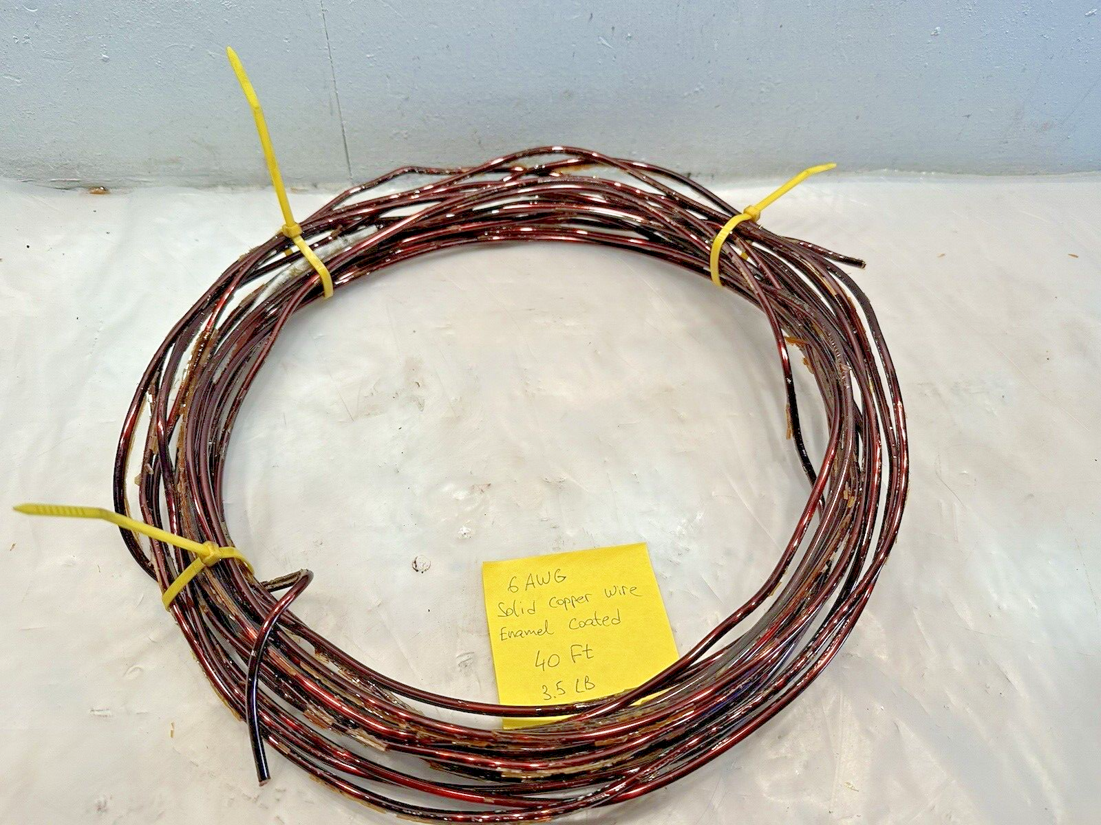 6 gauge ENAMEL COATED SOLID COPPER WIRE 6 AWG 4.1mm 40 FEET ROLL