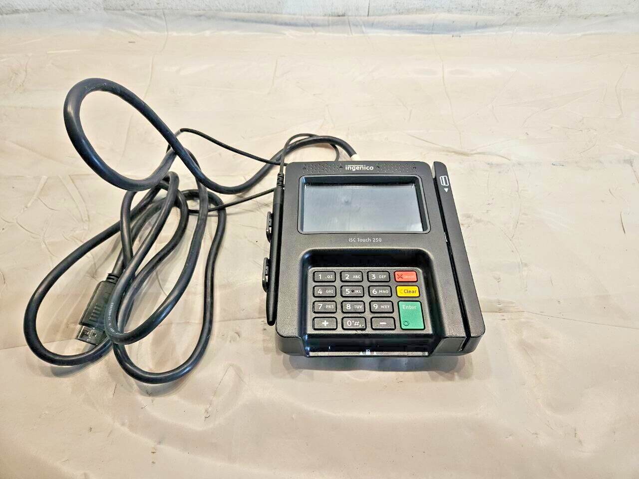 INGENICO ISC TOUCH 250 PAYMENT TERMINAL CREDIT CARD MACHINE with cable USPIS-18A