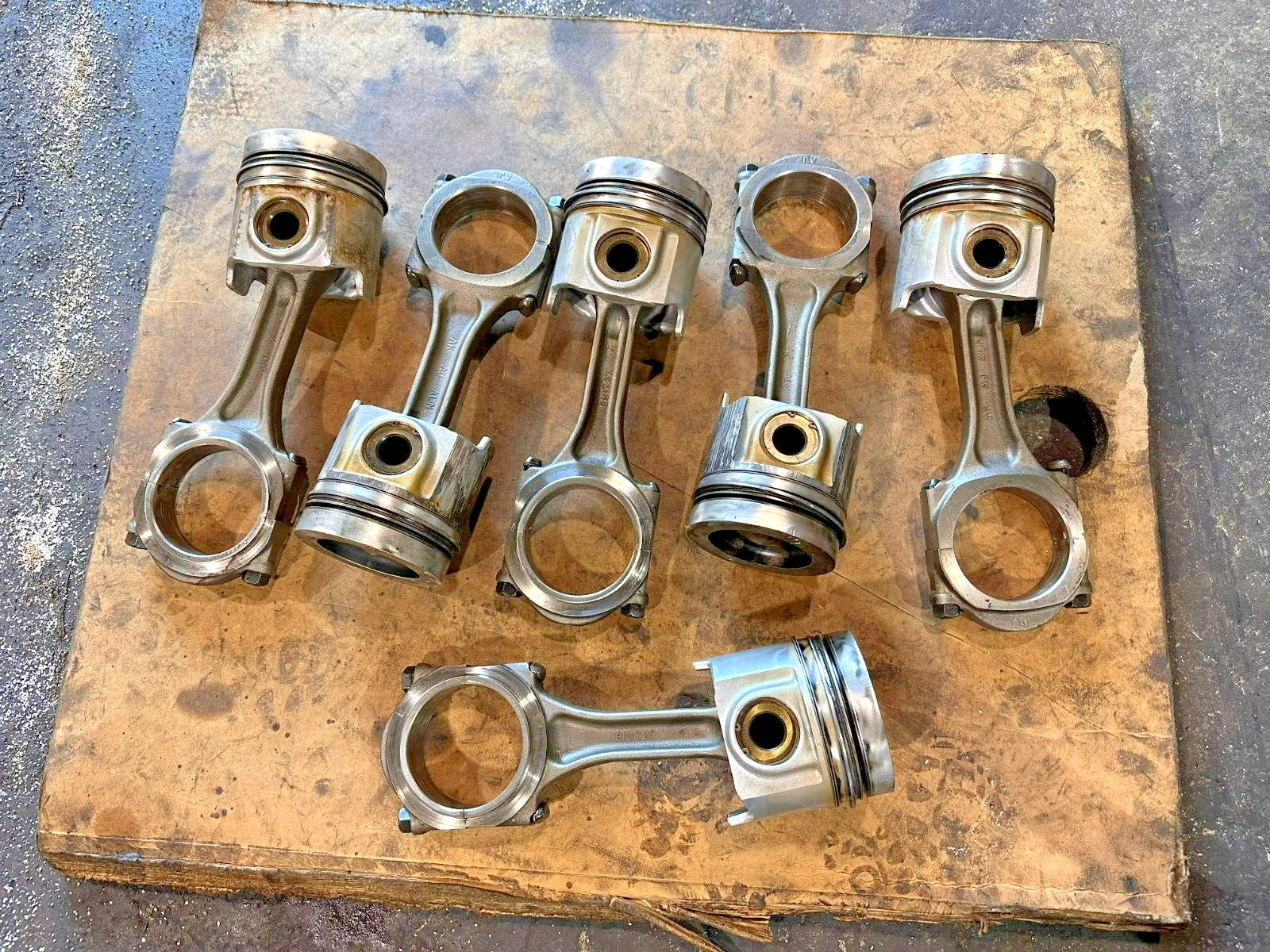 Set of 6 Caterpillar 3406B CAT Diesel Engine Connecting rod & Piston 8N1727 OEM